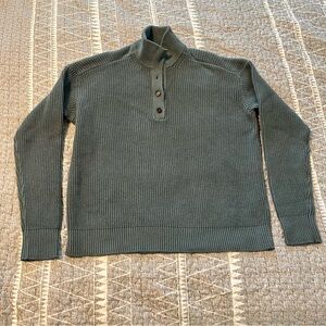 Pact Organic Cotton Ribbed Henley Sweater Green Pullover XXL